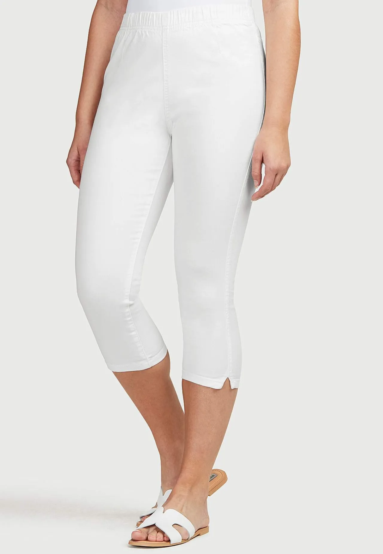 Sale Bekväm capribyxa i bomullstwill Leggings|Byxor