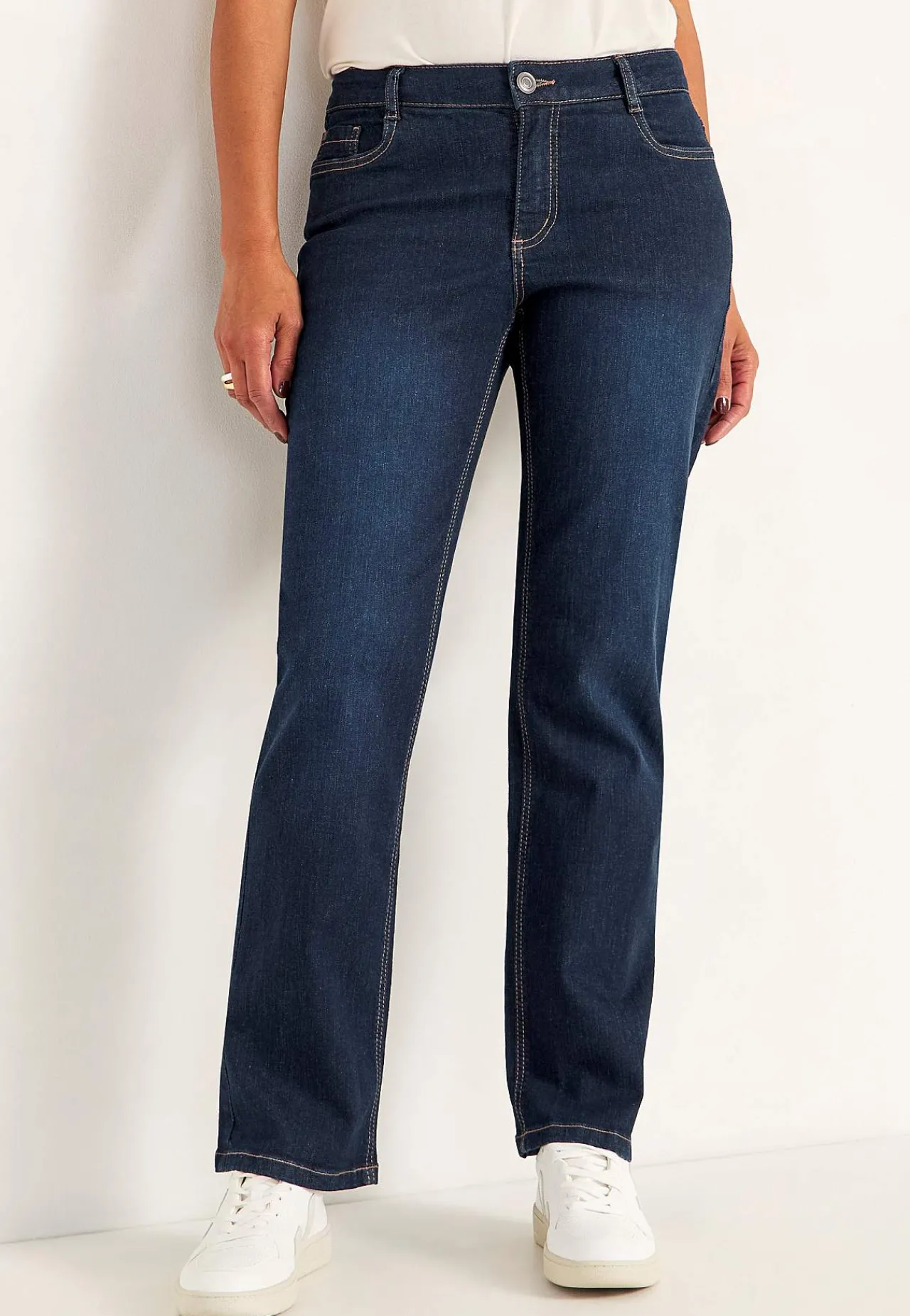 Discount Bekväma stretchjeans med rakt ben Jeans|Jeansplagg