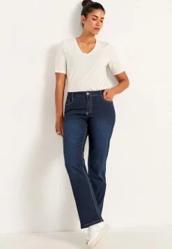 Discount Bekväma stretchjeans med rakt ben Jeans|Jeansplagg