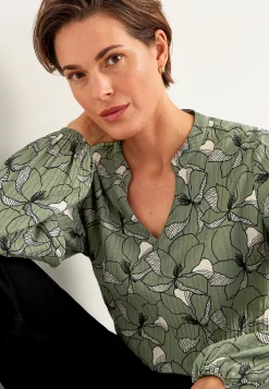 Best Blommönstrad blus med struktur Skjortor & Blusar|Plus Size