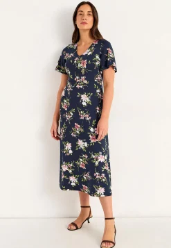 Discount Blommönstrad trikåklänning Klänningar & Kjolar|Plus Size