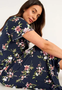 Discount Blommönstrad trikåklänning Klänningar & Kjolar|Plus Size