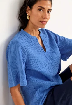 Sale Blus i krinklad bomull Toppar & T-Shirts|Skjortor & Blusar