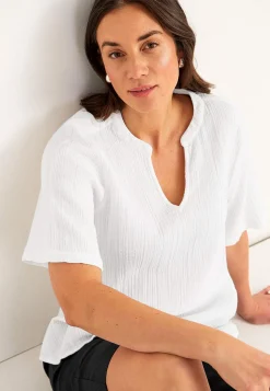 Sale Blus i krinklad bomull Toppar & T-Shirts|Skjortor & Blusar