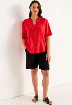 Hot Blus i linnemix Toppar & T-Shirts|Skjortor & Blusar