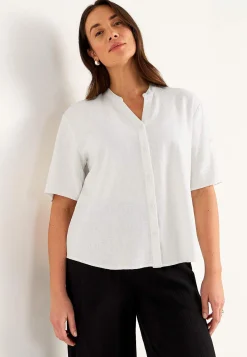 Outlet Blus i linnemix Toppar & T-Shirts|Skjortor & Blusar