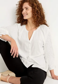 Clearance Blus med brodyr Skjortor & Blusar|Plus Size