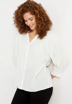 Clearance Blus med brodyr Skjortor & Blusar|Plus Size