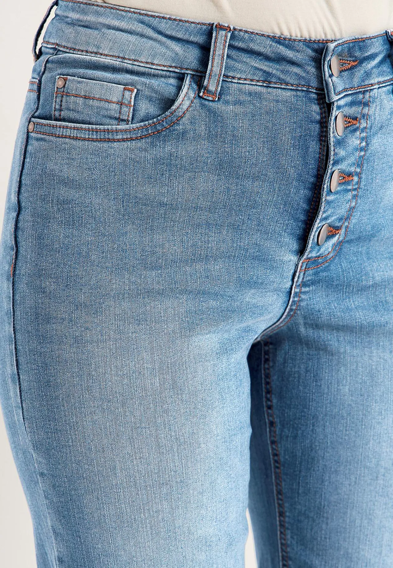 Outlet Caprijeans med femficksdesign Byxor|Jeans