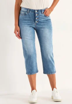 New Caprijeans med knappgylf Byxor|Jeans