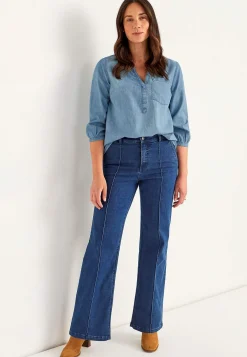 Hot Denimblus med bröstficka Skjortor & Blusar|Jeansplagg