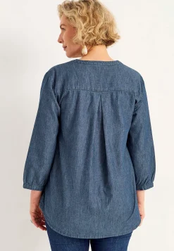 Clearance Denimblus med bröstficka Skjortor & Blusar|Jeansplagg