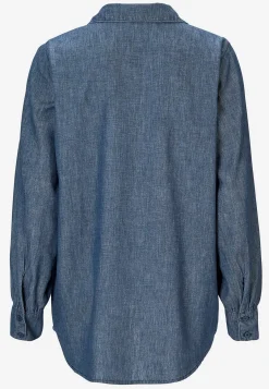 Denimblus med sydda veck Skjortor & Blusar|Jeansplagg