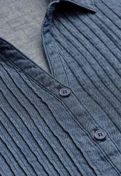 Denimblus med sydda veck Skjortor & Blusar|Jeansplagg