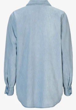 Online Denimblus med sydda veck Skjortor & Blusar|Jeansplagg