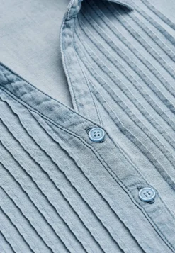 Online Denimblus med sydda veck Skjortor & Blusar|Jeansplagg