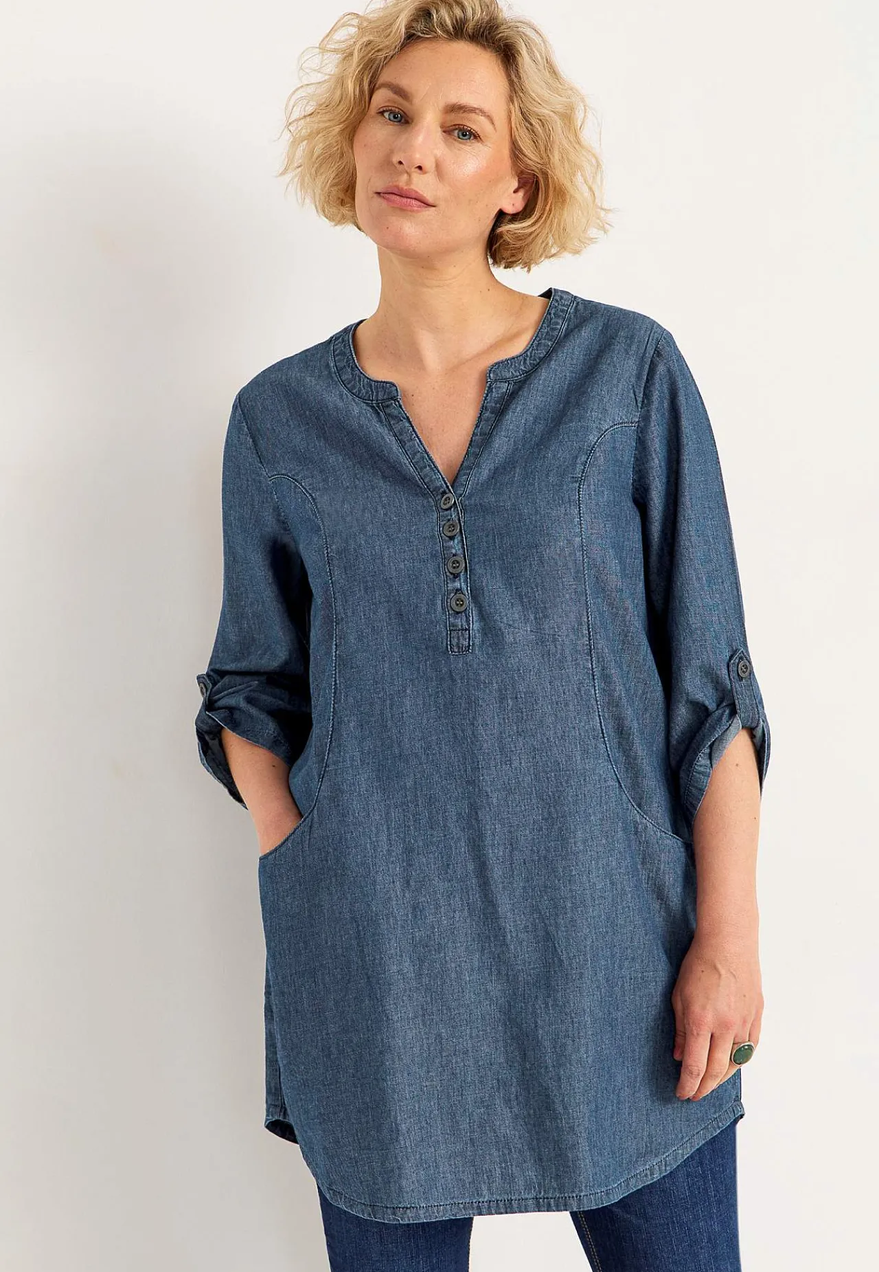 Online Denimtunika med fickor Skjortor & Blusar|Tunikor