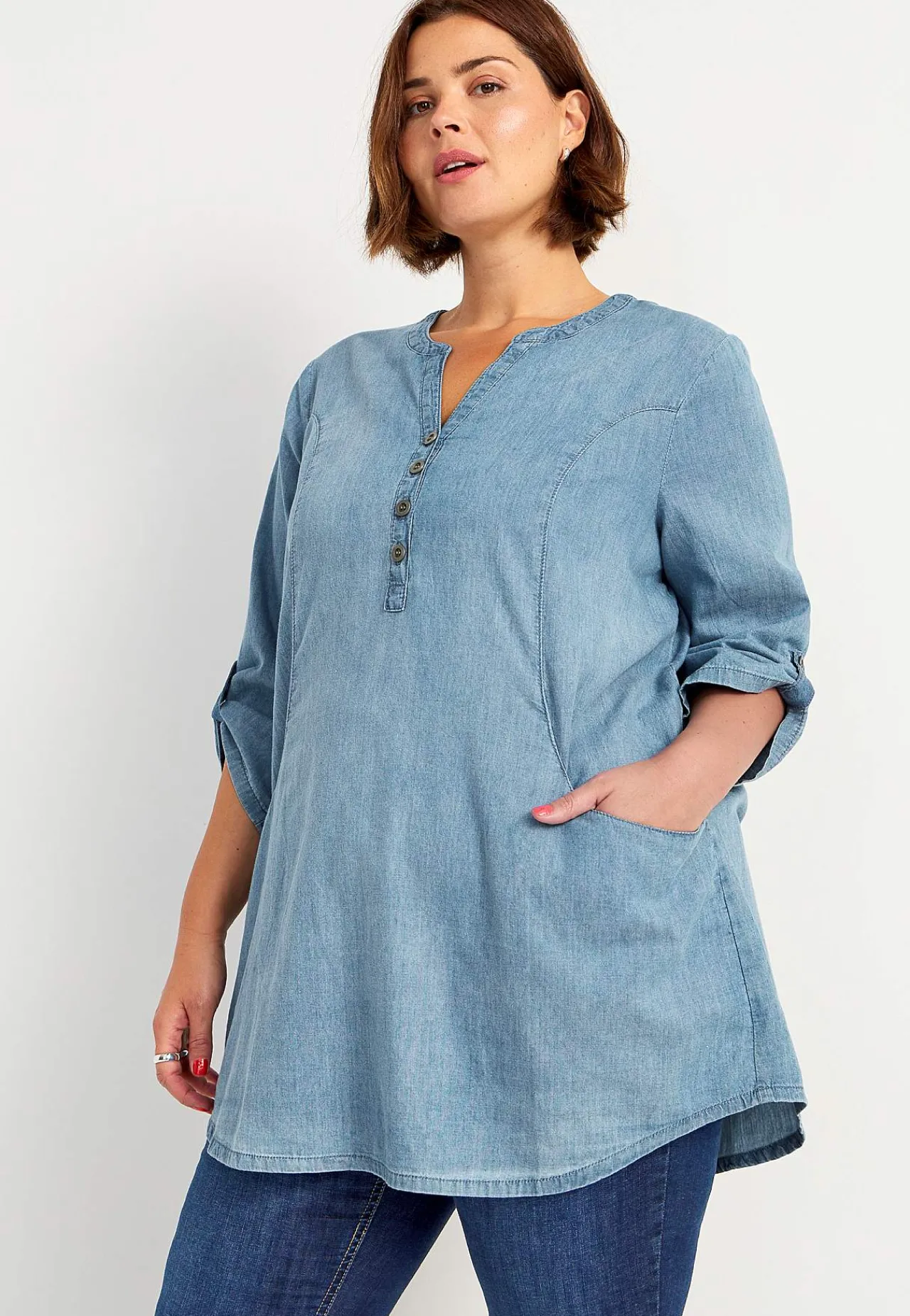 Denimtunika med fickor Skjortor & Blusar|Tunikor