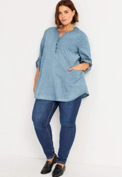 Denimtunika med fickor Skjortor & Blusar|Tunikor