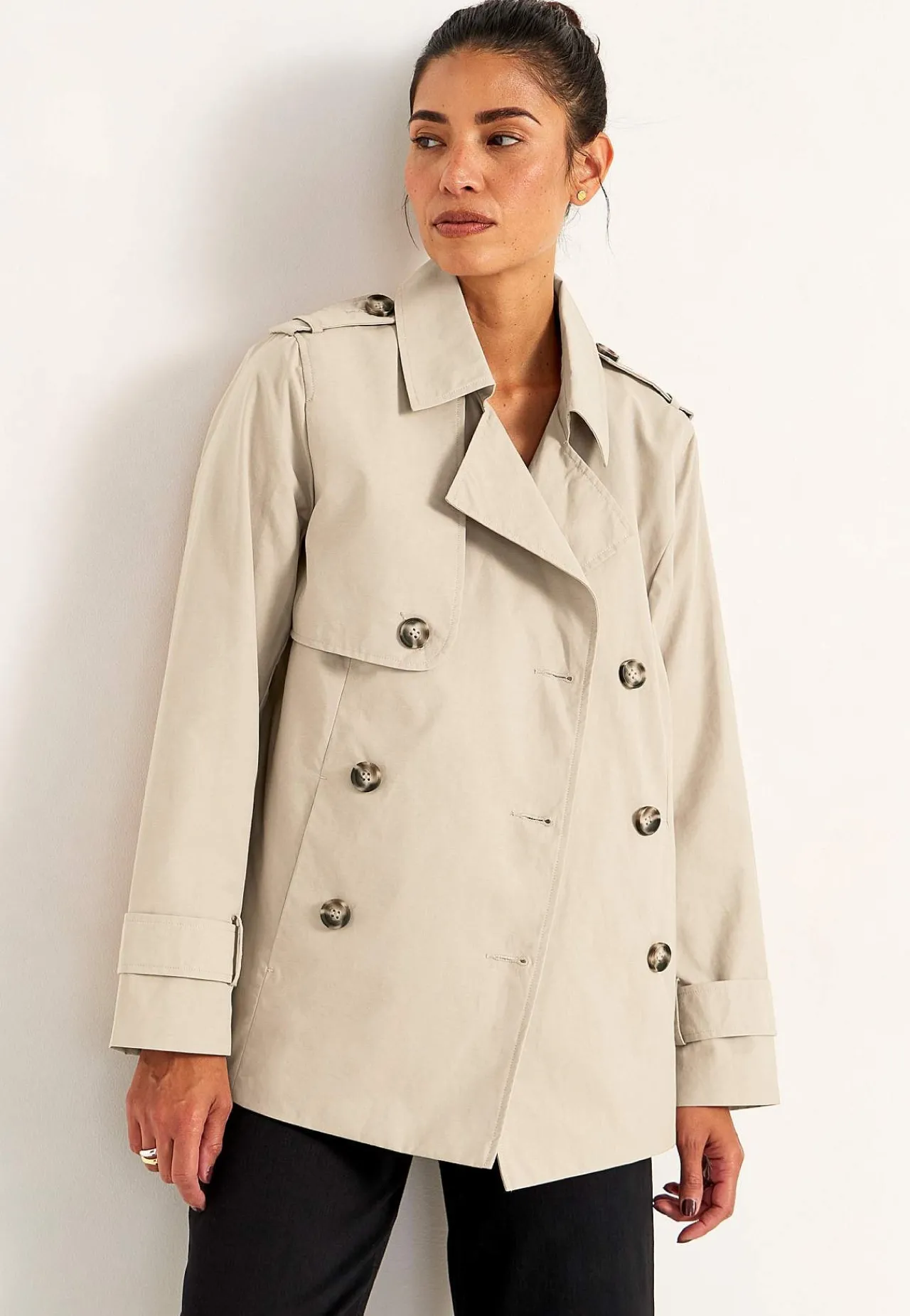 New Dubbelknäppt, kort trenchcoat Jackor & Kappor