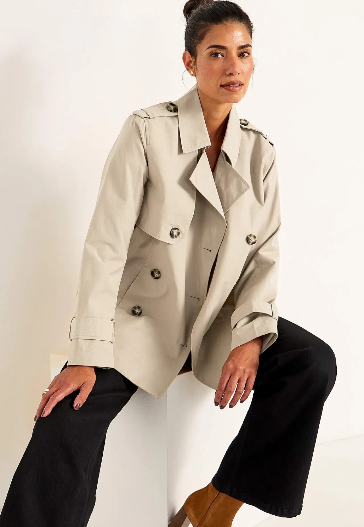 New Dubbelknäppt, kort trenchcoat Jackor & Kappor
