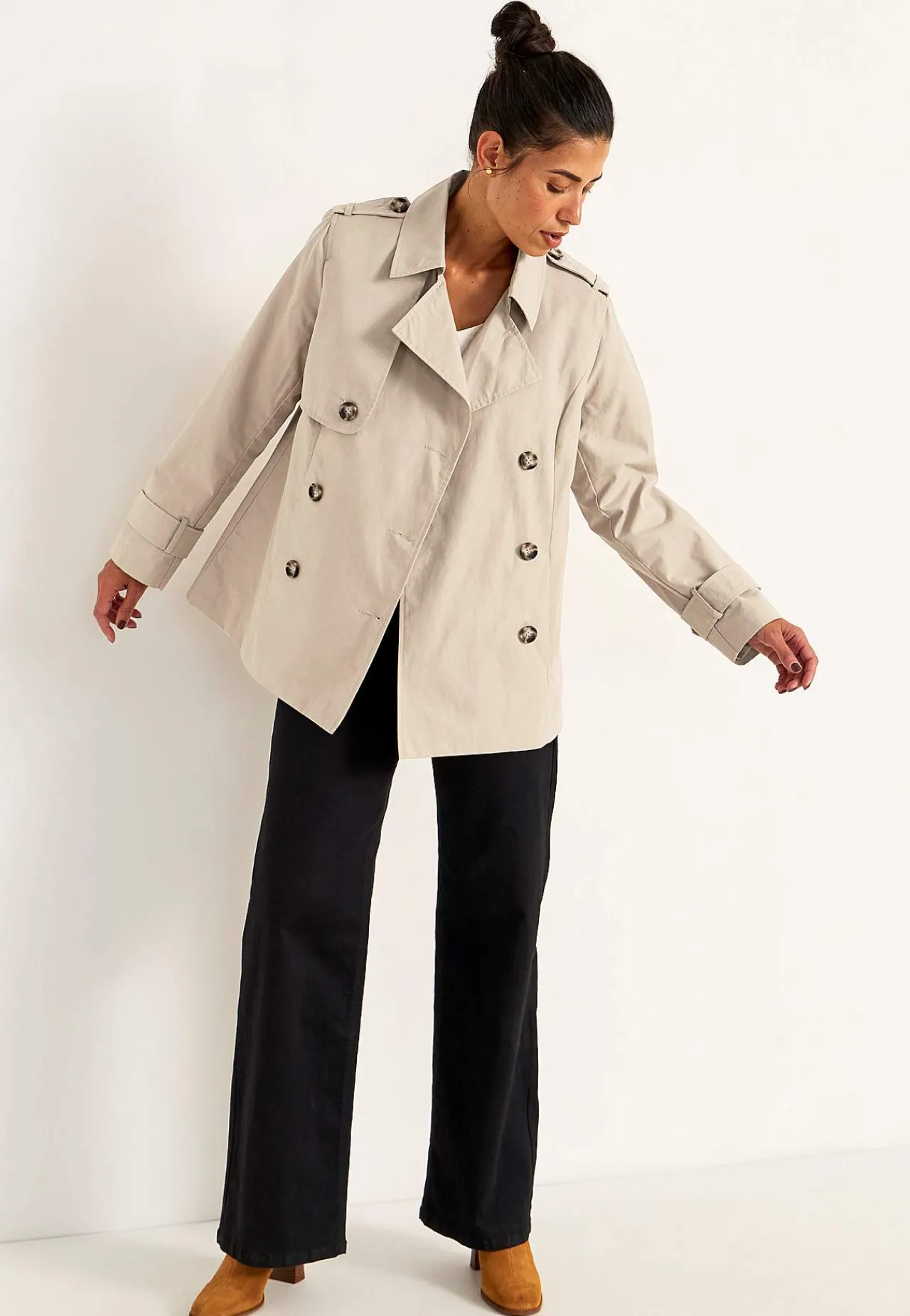 New Dubbelknäppt, kort trenchcoat Jackor & Kappor