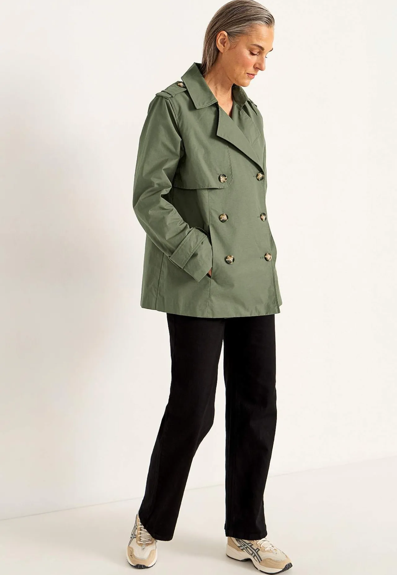 Best Dubbelknäppt, kort trenchcoat Jackor & Kappor