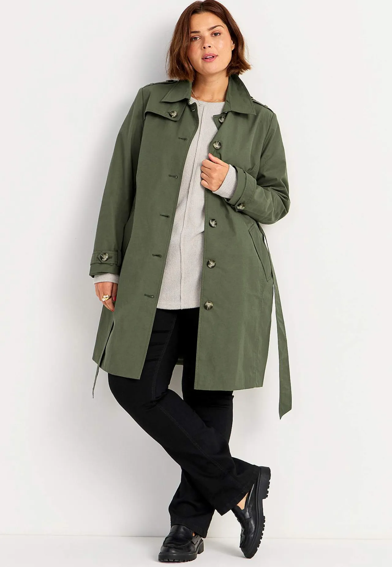 Sale Enkelknäppt trenchcoat Jackor & Kappor|Plus Size