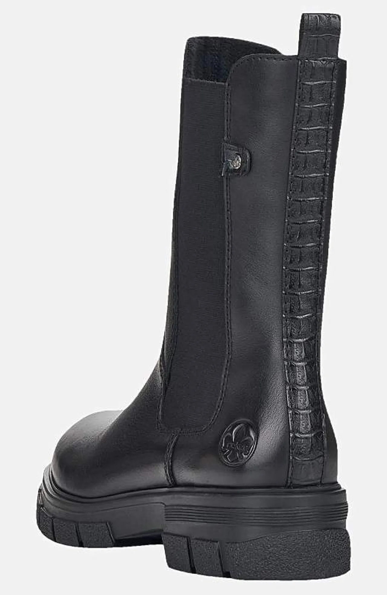 Clearance Hög skinnkänga med dragkedja Kängor & Boots|Skinnskor