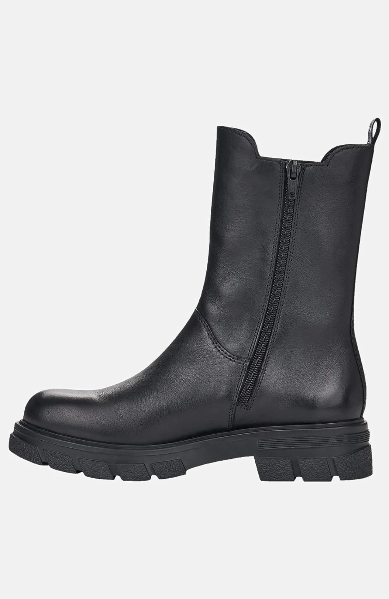 Clearance Hög skinnkänga med dragkedja Kängor & Boots|Skinnskor