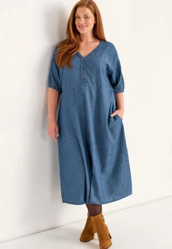 Clearance Jeansklänning med puffärmar Klänningar & Kjolar|Jeansplagg