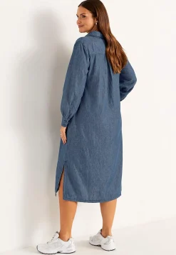 Clearance Jeansklänning med sidofickor Klänningar & Kjolar|Jeansplagg