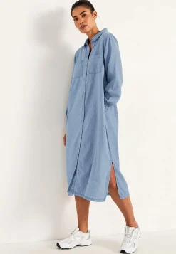 Clearance Jeansklänning med sidofickor Klänningar & Kjolar|Jeansplagg
