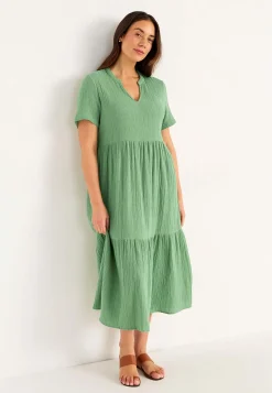 New Klänning i krinklad bomull Klänningar & Kjolar|Plus Size