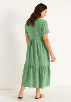 New Klänning i krinklad bomull Klänningar & Kjolar|Plus Size