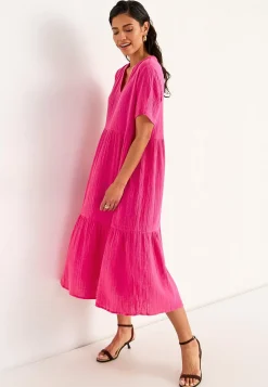 Clearance Klänning i krinklad bomull Klänningar & Kjolar|Plus Size