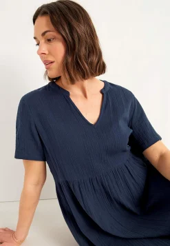 Klänning i krinklad bomull Klänningar & Kjolar|Plus Size