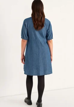 Clearance Kort jeansklänning med puffärmar Klänningar & Kjolar|Jeansplagg