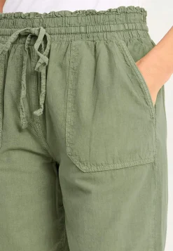 Discount Lång byxa i tvättad bomull Byxor|Plus Size