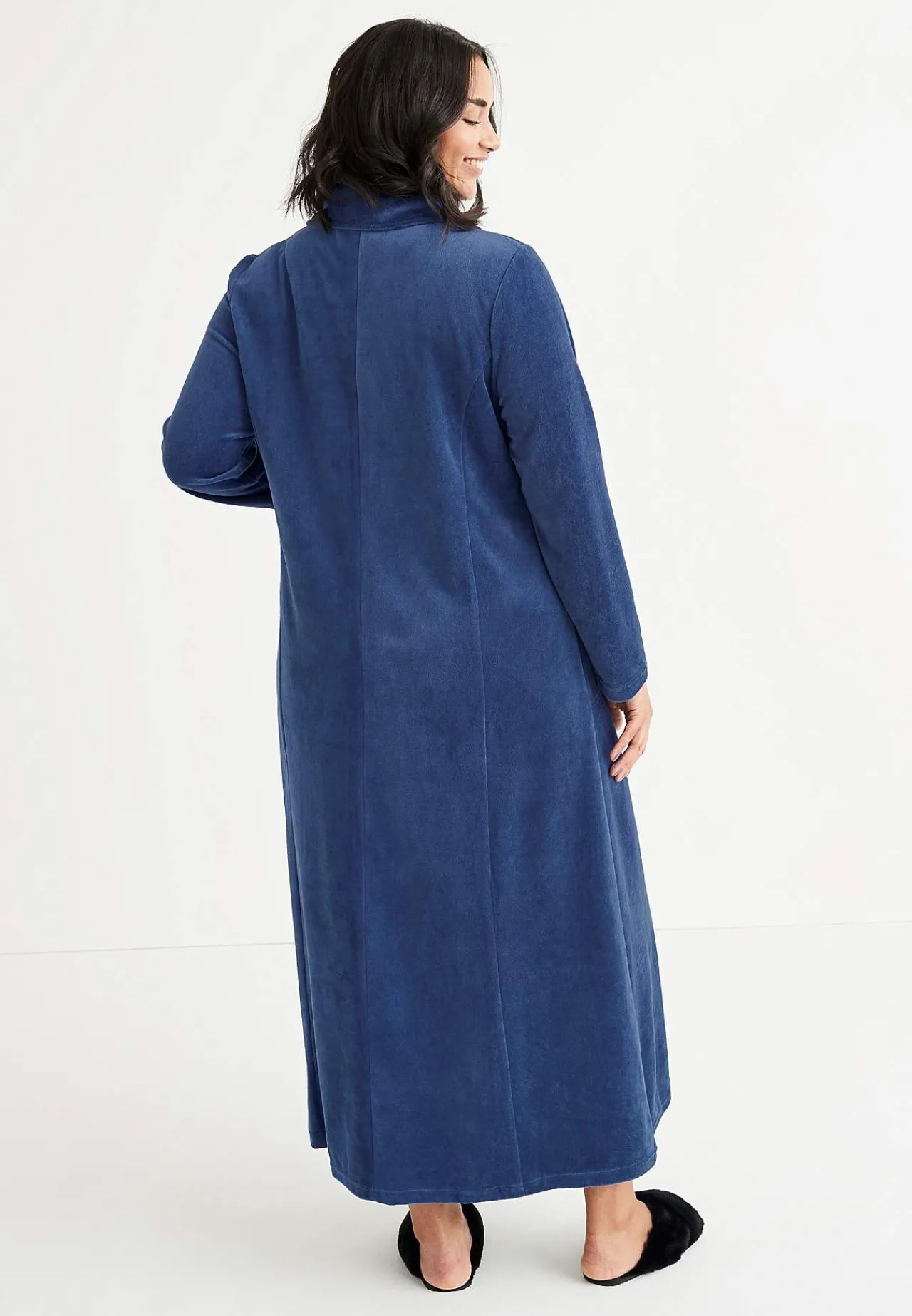 Sale Lång morgonrock i velour Wilma Basplagg|Plus Size