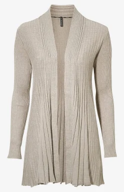 Best Lång, ribbad cardigan Claudisse Tröjor & Cardigans|Stickat