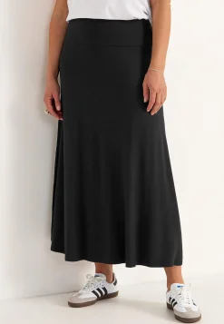 Lång, utsvängd trikåkjol Klänningar & Kjolar|Plus Size