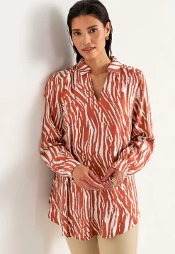 Discount Långärmad, vävd tunika Tunikor|Plus Size
