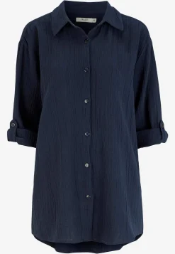 Outlet Långskjorta i krinklad bomull Toppar & T-Shirts|Skjortor & Blusar