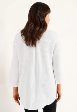 Online Långskjorta i krinklad bomull Toppar & T-Shirts|Skjortor & Blusar