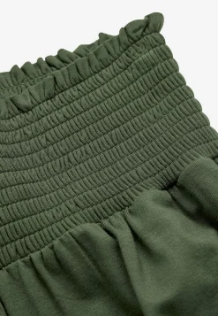 Mjuk trikåbyxa med smockad resårmidja Liv Byxor|Plus Size