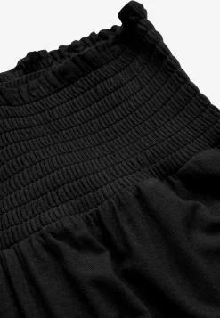 Online Mjuk trikåbyxa med smockad resårmidja Liv Byxor|Plus Size