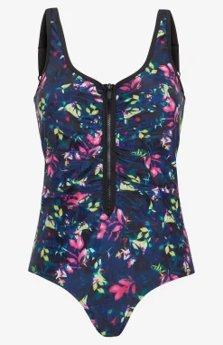 Hot Mönstrad baddräkt med dragkedja Badkläder|Plus Size