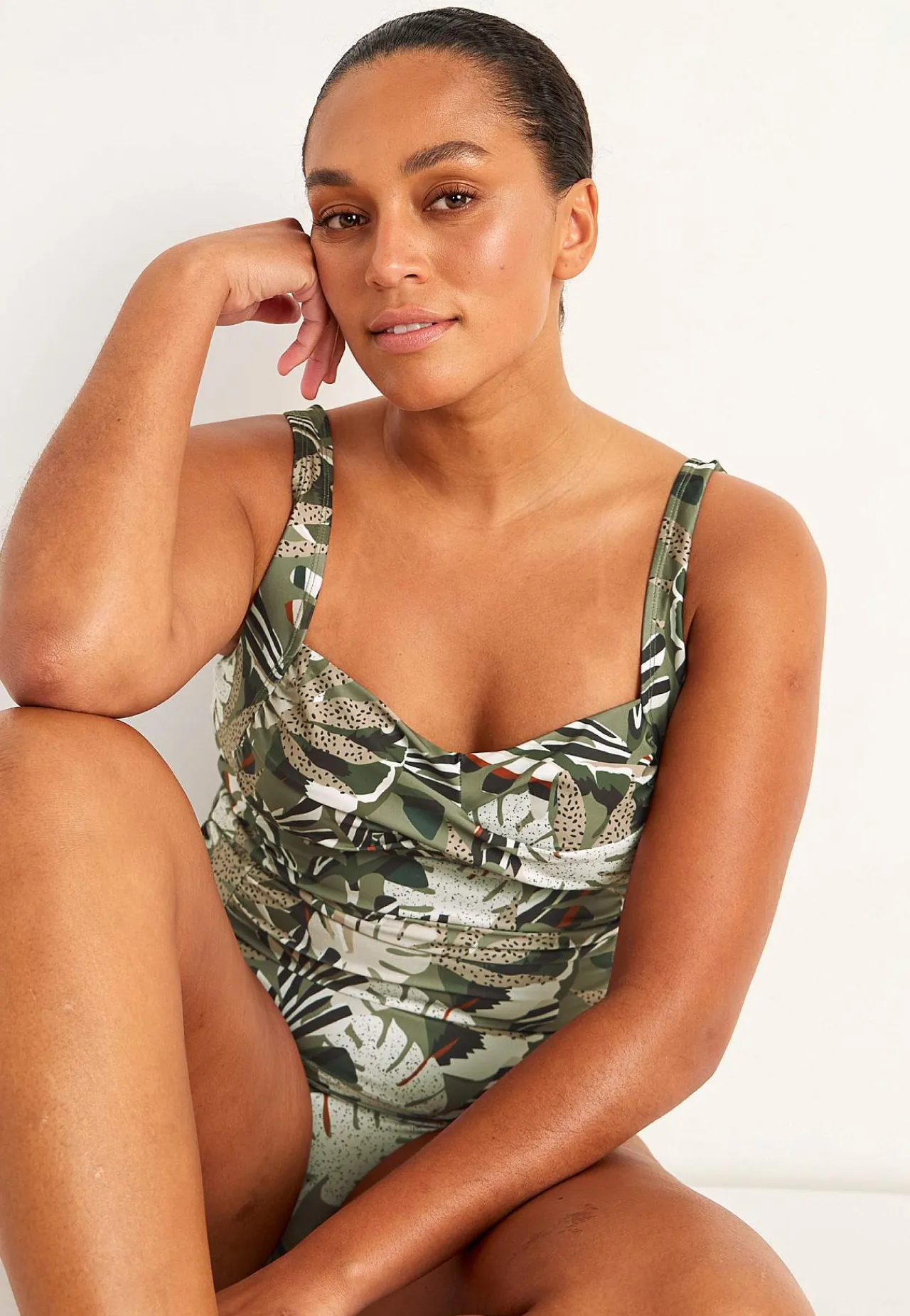 Best Mönstrad tankinitopp med shaping-effekt Badkläder|Plus Size