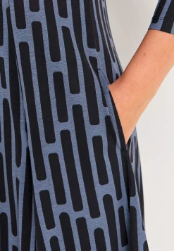 Mönstrad trikåklänning med fickor Klänningar & Kjolar|Plus Size